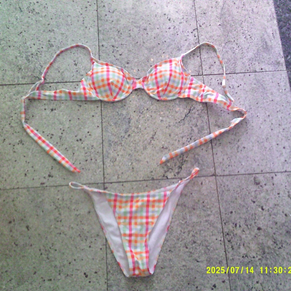 SHEIN Multicolor Plaid Bikini